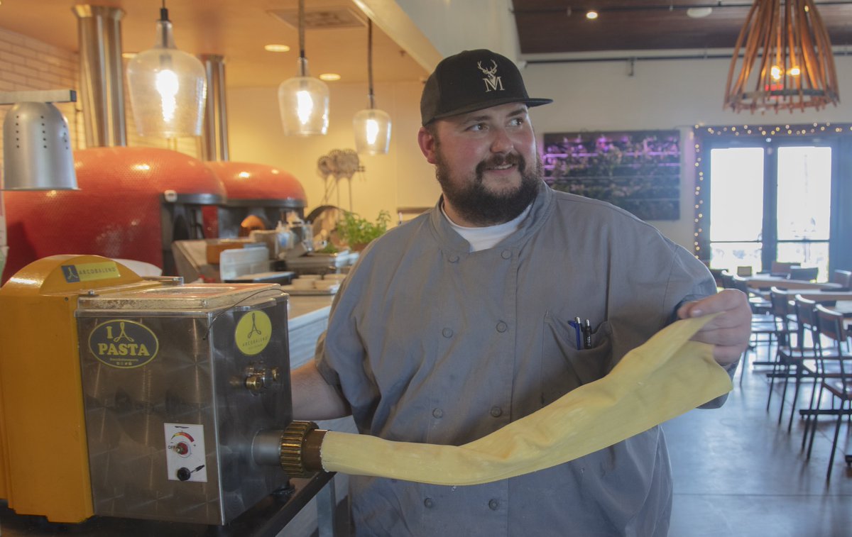 Fresh Pasta made by Chef Chase👨🏻‍🍳✨ stop by on a Wednesday to see the process
 (and enjoy local love Wednesday discounts🫶)

 #trattoriadimontaluce #lumpkincounty #petfriendlyrestaurant #montalucewinery #dahlonegawineries #locallovewednesday #northgeorgiawineries #foodie