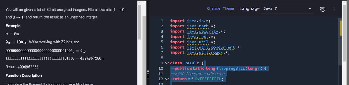 NITESHoak's tweet photo. π Day 10 of #100DaysOfProgramming π
Todayβs Challenge: HackerRank Problem -Flipping Bitsπ§ π»
Diving deep into the world of bitwise operationsβflipping bits, setting bits, and more!
#Java #HackerRank #BitManipulation #CodingChallenge #100DaysOfCode #LearnInPublic https://t.co/DvkqfMLEqV
