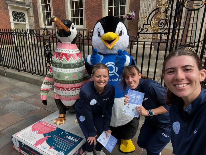 WCWomenFC's tweet photo. Pablo had a great time doing the @WaddleOfWorc with some fellow WCWFC friends! 🩵🤍

Thank you to everyone who came and said hello, they can’t wait to see all their new friends at Sixways soon. 🏟️
#WCWFC #RISE #WorcestershireHour https://t.co/bMCMwjzIxf