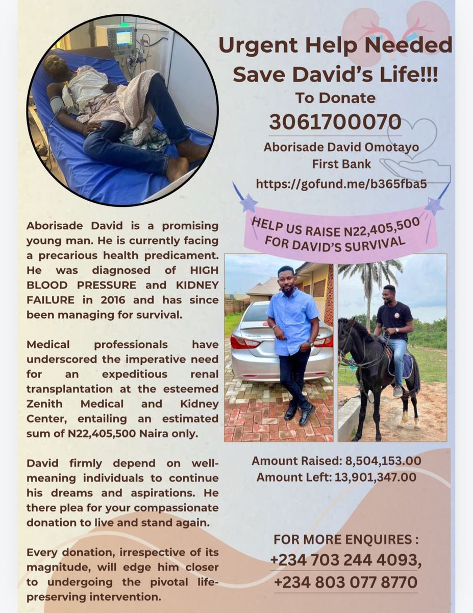 bazeetajedenewb's tweet photo. Hi everyone, please help us save David’s life 🤲🏾🥺

Your RT will go a long way 

https://t.co/RP1kHwwzLR

#HelpSaveDavidslife https://t.co/Fi83qzwMcL