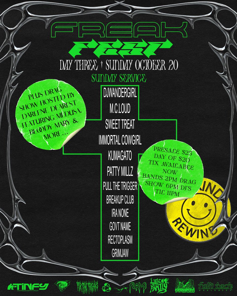 3 DAYS.
INDOOR STAGE. CAMPING. A WINERY. BANDS. DJS. EMO. ELECTRONIC. HARDCORE. METALCORE. DRAG. VENDORS. FOOD. 

Weekend passes are $50. Scoop one before they’re gone. South Carolina DIY.

freakfest.bigcartel.com