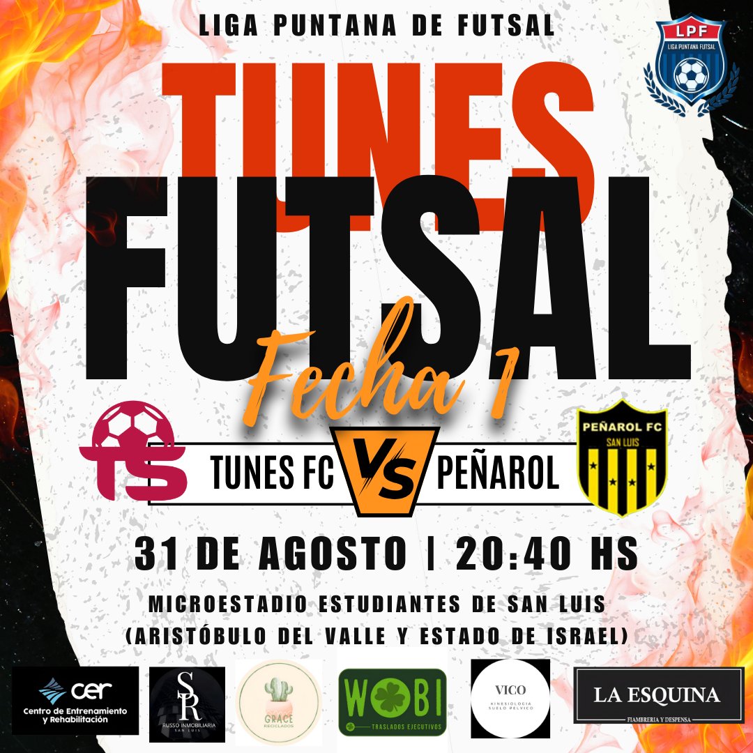 El fútbol sigue con el debut de Tunes en la liga puntana de futsal. Por la primer fecha del torneo clausura se mide ante Peñarol FC desde las 20:40hs en el Microestadio Estudiantes de San Luis.

Invitamos a la familia tricolor a acercarse a calentar y acompañar a los chicos 🇾🇪🔥
