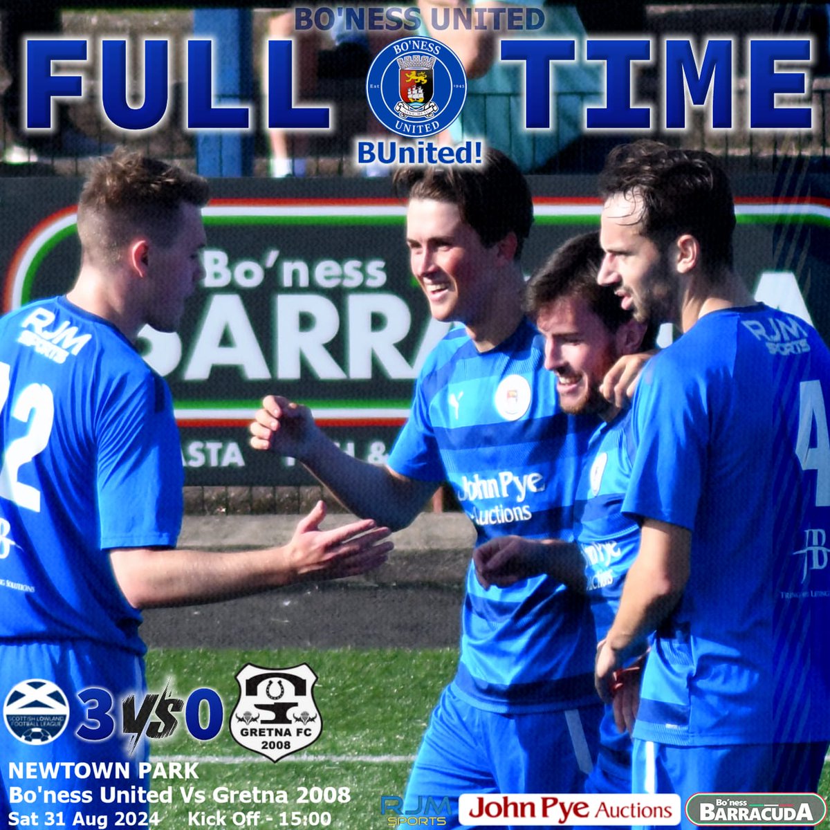 A very welcome victory this afternoon against a good Gretna side!

After a tough opening 30 mins, United grabbed the initiative with Lucas Stenhouse and Smart Osadolor goals just before the halftime whistle.

We played some good stuff in the second half and added to our tally