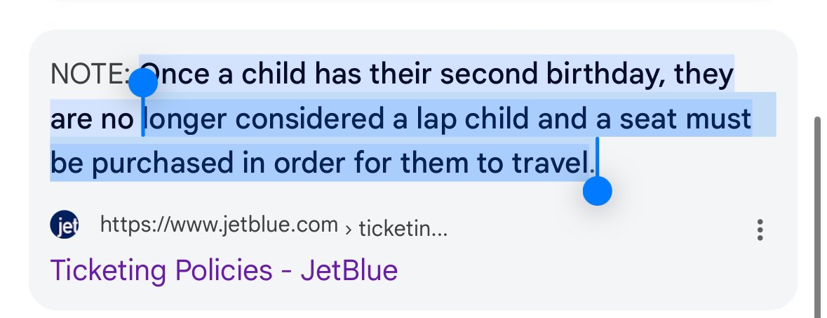 exposingcompan1's tweet photo. @JetBlue Not sure how you can when you weren’t there, but either way the child was on her lap during the flight (as pictured in my first post) and kicking my seat for hours. Why is JetBlue allowed to break their own rule about toddlers, yet refuse to refund me for having to deal with it? https://t.co/p3k1i5l8AW
