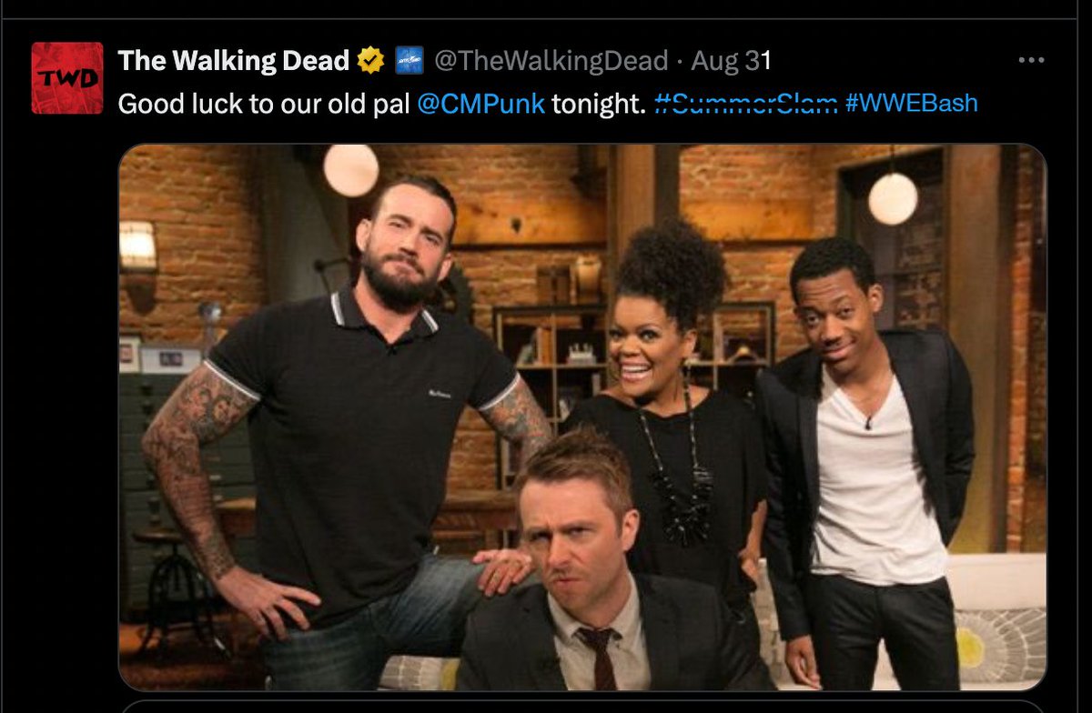 TheWalkingDead's tweet photo. We prayed for it and it happened. #WWEBash https://t.co/fCeFN47Kzc