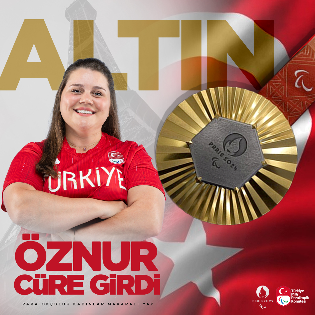 TurkParalimpik's tweet photo. Ve ikinci altın madalyamız geldi  

💫 ÖZNUR CÜRE GİRDİ PARALİMPİK ŞAMPİYONU!

Milli para okçumuz Öznur Cüre, kadınlar makaralı yay finalinde İran’dan Fatemeh Hemmati'yi 144-141 yenerek #Paris2024 Paralimpik Oyunları Şampiyonu oldu! 🏹🥇

🇹🇷 Ülkemize Paris’teki 2. altın, toplamda 8. madalyasını kazandıran sporcumuzu yürekten kutluyoruz.

🏹 Öznur, Tokyo 2020'deki gümüş madalyanın ardından ikinci paralimpik madalyasını kazanırken, ülkemize para okçulukta 16 sene sonra altın madalya getirdi.

👏 Harikasın Öznur, tebrikler!