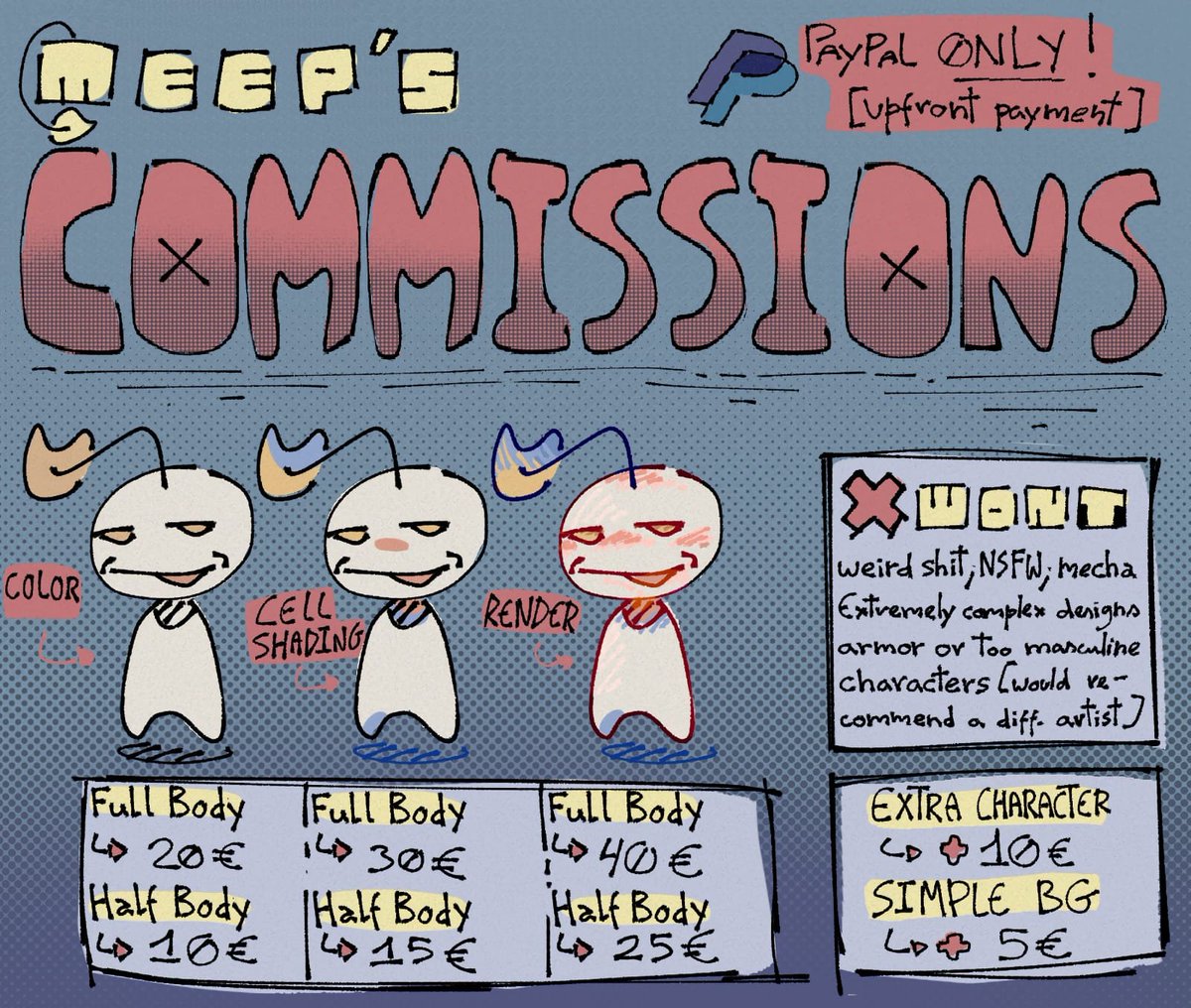 (LIKES + RTS APPRECIATED❤️❤️❤️!)
Haiii im FINALLY OPENING C0MMISSIONS!! (open thread for example drawings🧵🧵)