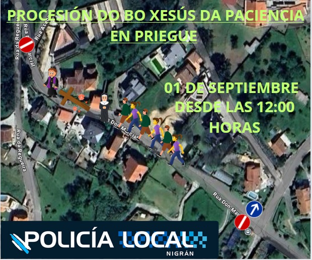 🆕Procesión del Buen Jesús de la Paciencia
🗓️01 de Septiembre 
📍 Rúa Don Marcial, Priegue
⏰12:00 horas
🚧 de tráfico 🚧
#Gracias por su #Colaboración