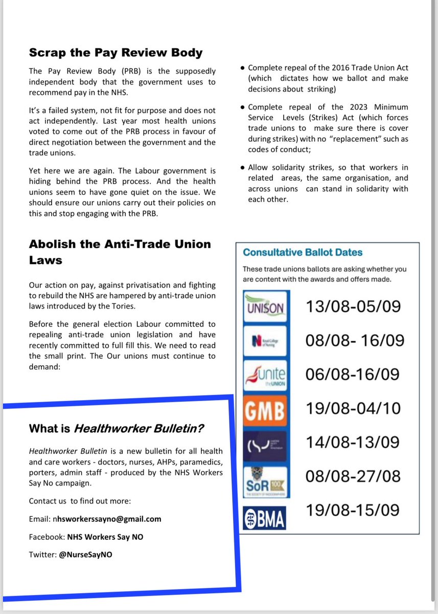 NurseSayNO's tweet photo. 🗞️ New bulletin! 🗞️ 

If you’d like a copy emailed to print and distribute in your workplace….contact us at nhsworkerssayno@gmail.com https://t.co/vybXxPSNsP
