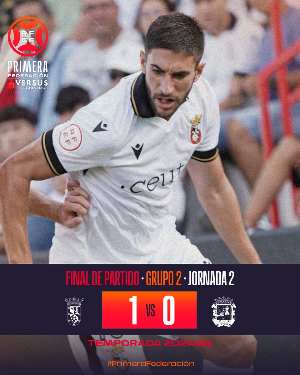 Primera_RFEF's tweet photo. 𝗙𝗜𝗡𝗔𝗟 | #CeutaFuenla

💥 ¡El Ceuta consigue la primera victoria de la temporada en el Alfonso Murube!

#PrimeraFederación | #VersusELearning https://t.co/ST1YUK5RdA