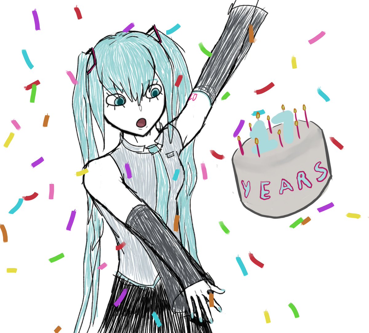 Happy 17th Birthday Miku and Vocaloid!!! #miku17th #Miku #MikuFanart #digitalart