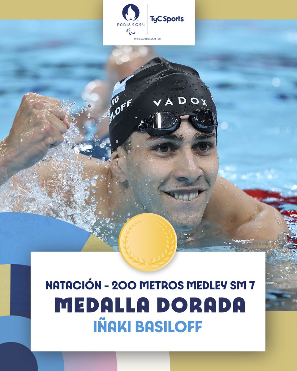 PRIMERA MEDALLA DORADA PARA ARGENTINA: ¡IÑAKI BASILOFF SE SUBIÓ A LO MÁS ALTO DEL PODIO! 🇦🇷🥇

El Nadador argentino marcó un tiempo de 2:29.21 en los 200 metros Medley SM 7 y consiguió la primera presea dorada para la delegación argentina en los Juegos Paralímpicos de París 2024.