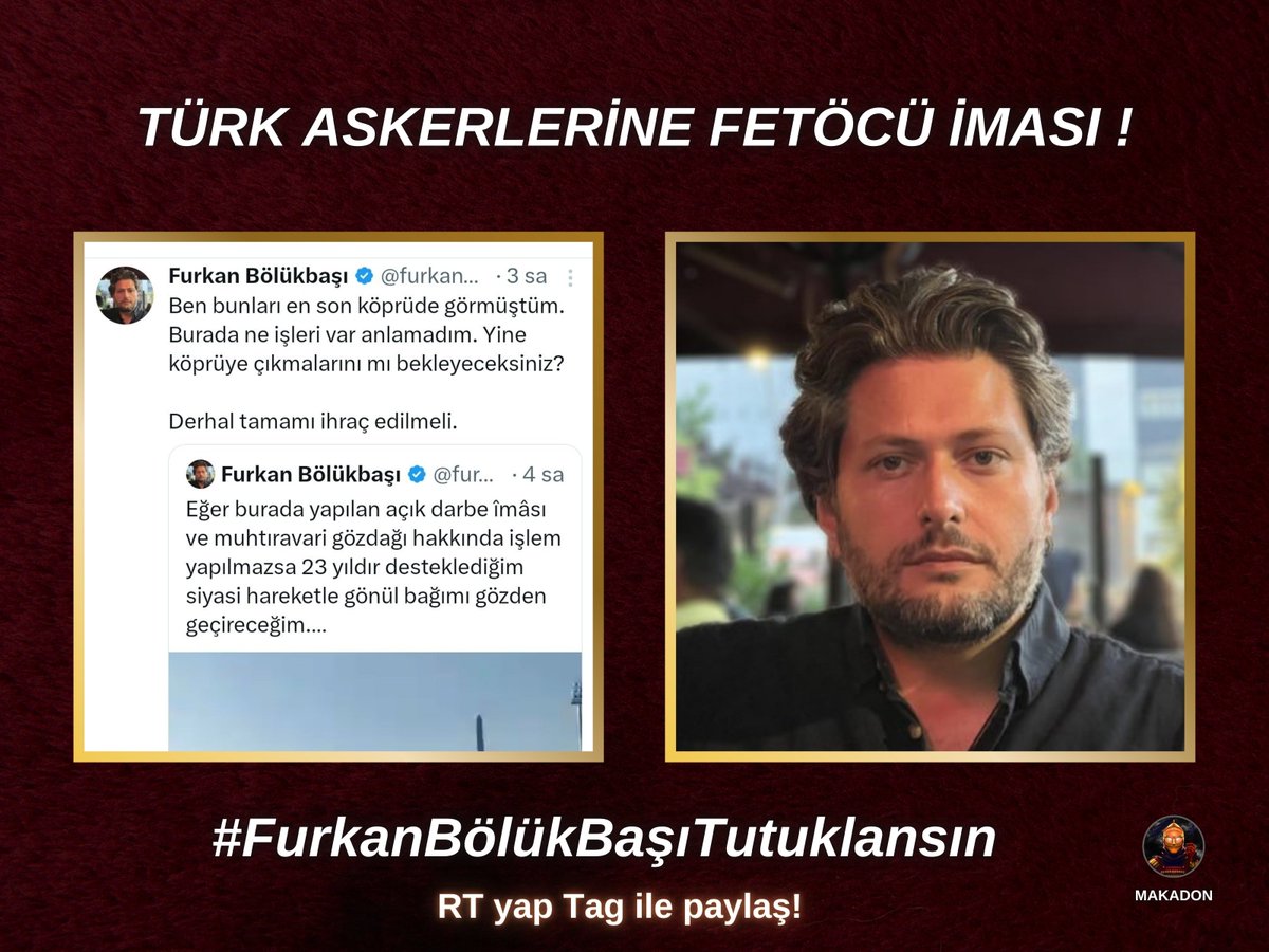 GEBETETV's tweet photo. YAYALIM!

Şerefli Türk Askerlerine ''FETÖCÜ İMASI'' yapan
#FurkanBölükBaşıTutuklansın

Bardak taştı artık acil bir şekilde tutuklansın 24 saat geçmeden!
@SiberayEGM @EmniyetGM https://t.co/OIECPSGj5b