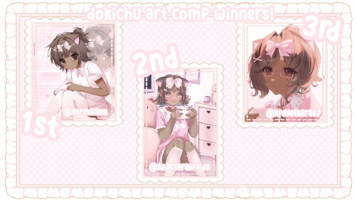Just want to say thank you to everyone who participated, these decisions were NOT easy! I loved seeing everyone's art! 

Congrats to the winners, pls do not hate on those who won everything was based off my personal opinion/liking!

pls dm me if you won to receive your reward ^-^