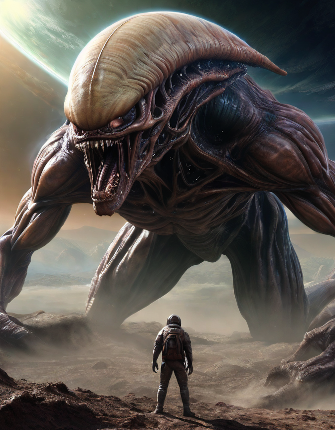 KamTengiz's tweet image. "Oh, here i am and I'm going to explore this new planet. And I'm excited to what I'll find new lovely thin... uhh, what the..!"

#AIart #aiartcommunity #lastwords