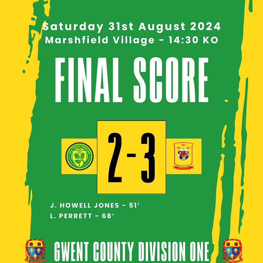 🟡🟢 Match Result 🟡🟢

First team go down away to Marshfield. 3 first half goals was enough to do it for the hosts. 

Goals coming from 

Louis Perrett 
Jaydn Howell Jones 

💛💚