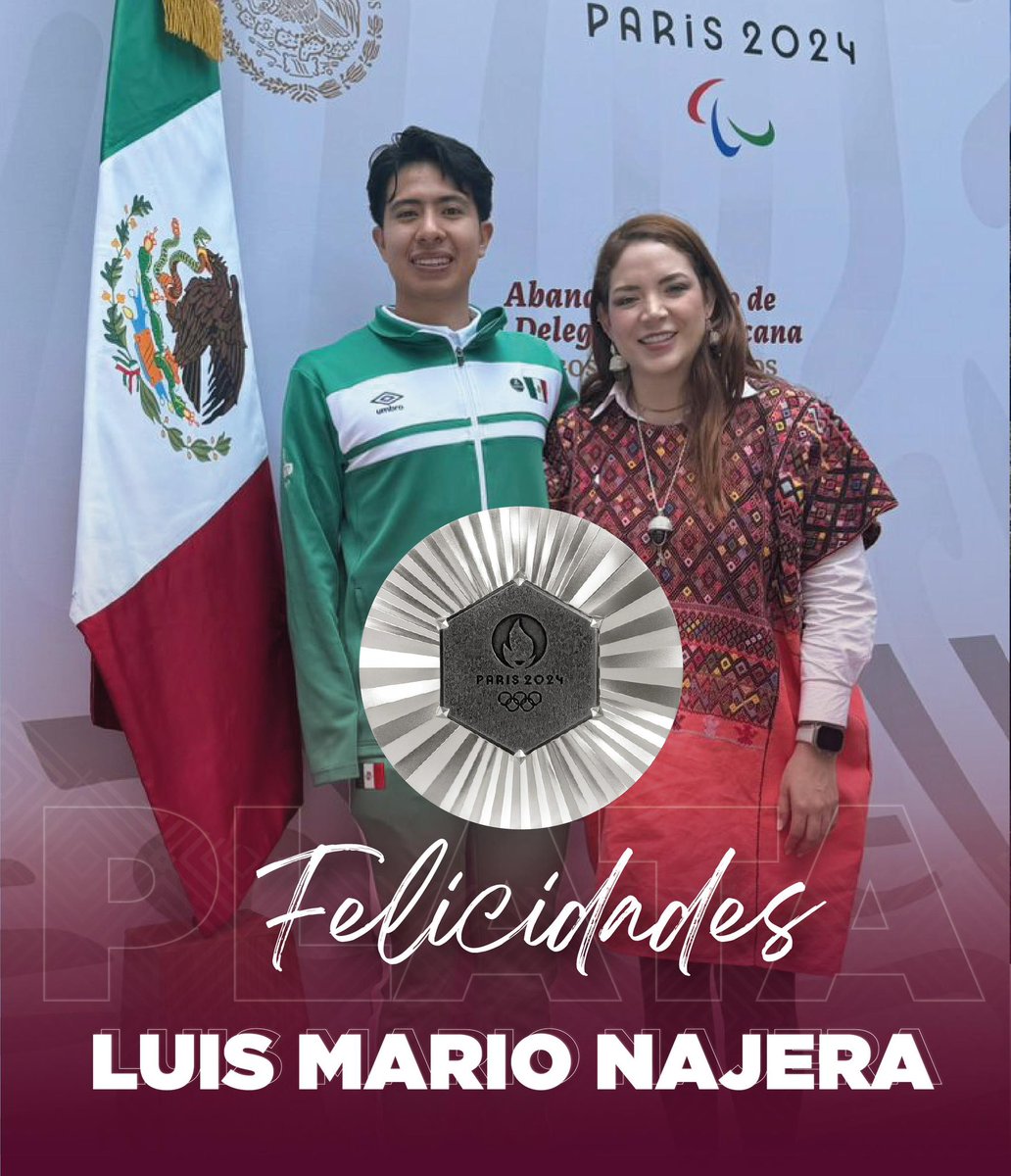 Plata histórica para Chiapas y México en Juegos Paralímpicos Paris 2024. ¡Muchas felicidades Luis Mario Nájera! Nos hiciste vibrar, emocionarnos y celebrar.