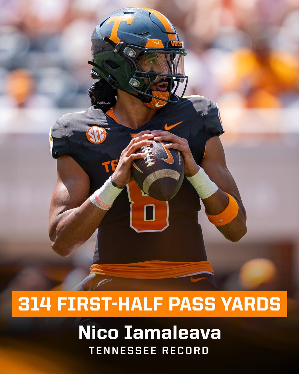 SECNetwork's tweet photo. Nico Iamaleava set a school record in his first career regular-season start 👀🔥

@nico_iamaleava8 | @Vol_Football https://t.co/QZsP608lwD