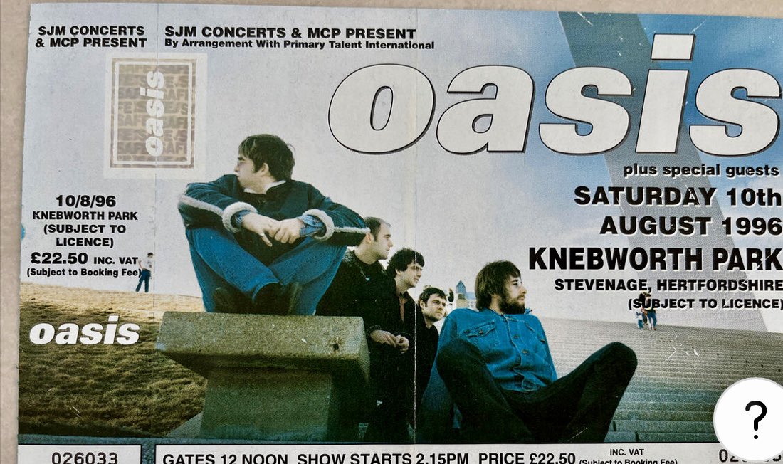 speckkers's tweet photo. @ATwarriordonkey Literally just posted this on my instagram! What a day for £22.50!  #knebworth1996 https://t.co/yp4LovWfQT