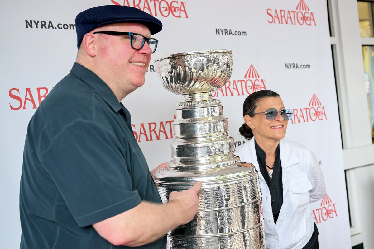 Erica Miller (@ericaphotog) on Twitter photo Patrons pose for a photograph with the <a href="/StanleyCup/">The Stanley Cup</a> won by <a href="/FlaPanthers/">x - Florida Panthers</a> this year, outside the jockey silks room. Prominent race horse owner Vinnie Viola is the owner of Florida Panthers #SaratogaRaceCourse #Saratoga Patrons pose for a photograph with the <a href="/StanleyCup/">The Stanley Cup</a> won by <a href="/FlaPanthers/">x - Florida Panthers</a> this year, outside the jockey silks room. Prominent race horse owner Vinnie Viola is the owner of Florida Panthers #SaratogaRaceCourse #Saratoga
