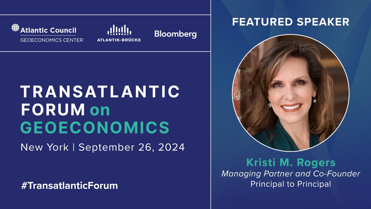 📢We’re excited to welcome Principal to Principal co-founder @KristiMRogers13 as a featured speaker at the Transatlantic Forum on GeoEconomics on 9/26 in NYC!

Listen to her expert insights into supply chain and infrastructure resiliency.

Register here⬇️
atlanticcouncil.org/programs/geoec…