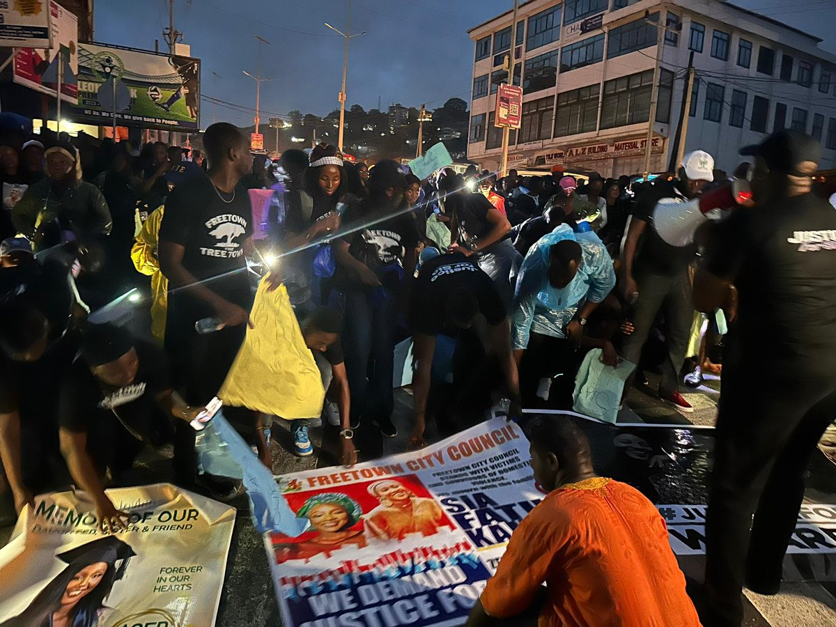 yakisawyerr's tweet photo. A huge thank you to Freetown City Council team members and to all Freetonians who supported Sia’s family today and joined the candlelight procession in honor of Sia Kamara. #StopDomesticViolence #Justice4Sia!!!i https://t.co/VWaZ6JHySC