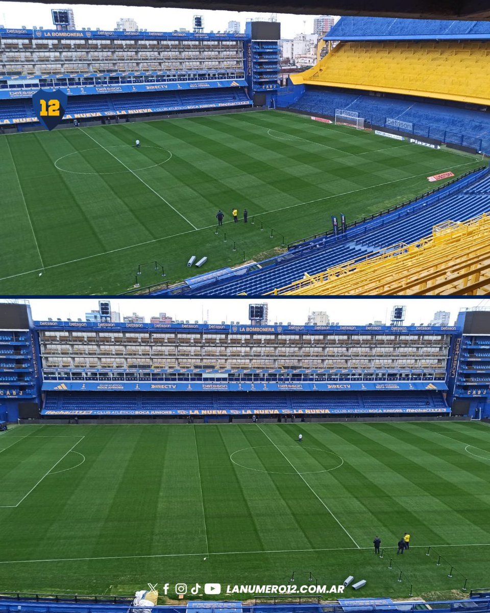 Boca vs Rosario Central: equipo confirmado y como está La Bombonera Así está el campo de juego de La Bombonera. Foto: Prensa Boca.