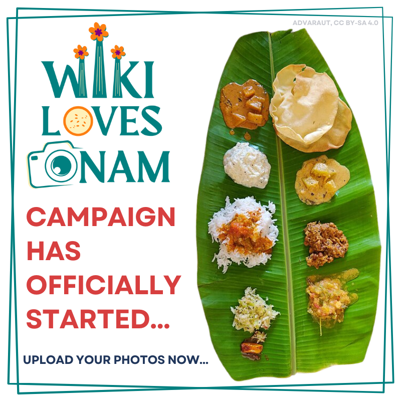 📸 Excited to announce the launch of Wiki Loves Onam 2024 photo campaign.🌼 

Join us in celebrating the vibrant festival of Onam by sharing your beautiful photos on Wikimedia Commons. 

More info at: w.wiki/B34P

#WikiLovesOnam #Onam2024 #WikimediaCommons