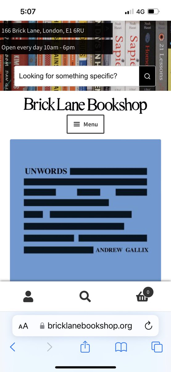 Unwords is available from <a href="/BrickLaneBooks/">Brick Lane Bookshop (has left, on bluesky)</a>
