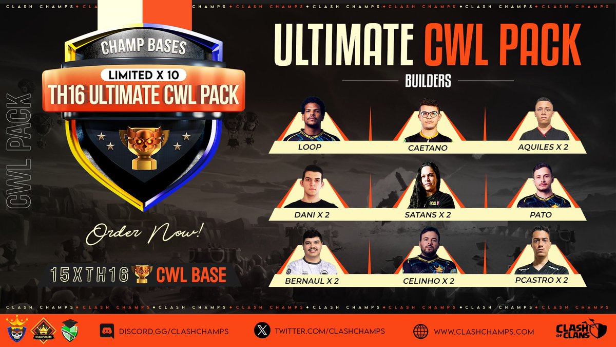 ClashChamps's tweet image. 🔥 September CWL Special:

The TH16 CWL ULTIMATE and a Mini CWL BASE PACK!

Built by the WORLD Champ builders!

✅ 15 ULTIMATE CWL Bases
✅ 7 MINI CWL Bases

📌 Limited Stock

👉 clashchamps.com/product/ultima…
👉 clashchamps.com/product/mini-c…
