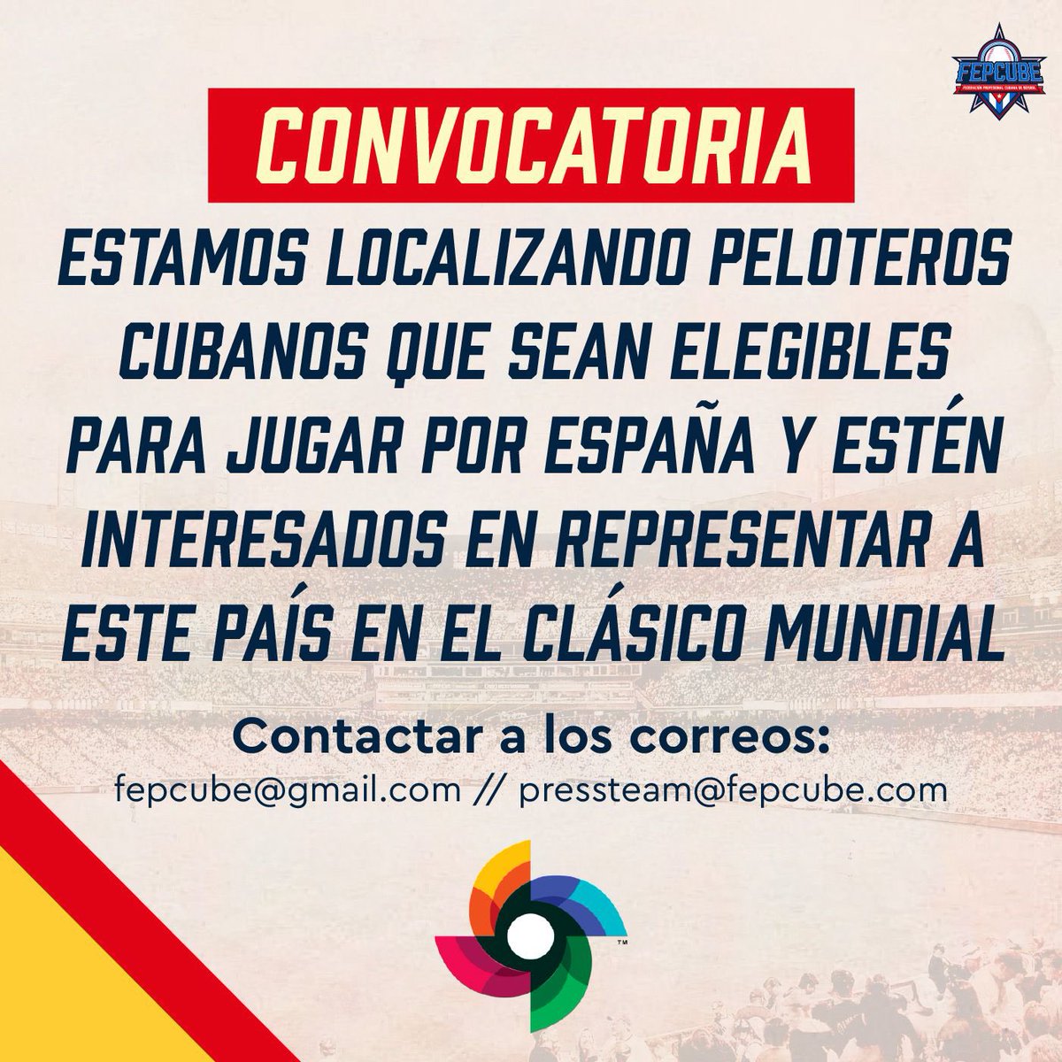 fepcube's tweet photo. 🚨¡Convocatoria especial!🚨
Los interesados podrán contactarnos a los correos que se muestran en la imagen para saber todos los detalles.
#oneteamonedream #todossomoscuba #fepcube https://t.co/FfaNgGVWDQ