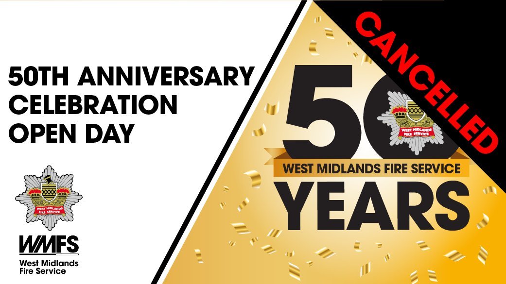 West Midlands Fire Service (@westmidsfire) on Twitter photo We are very sorry to let you know that tomorrow's (Sun 1 Sept) open day at <a href="/WMFSCoventry/">Coventry Fire Station</a> will now NOT be taking place.
This is due to circumstances beyond our control.
We will let you know as soon as possible if another date is arranged. We are very sorry to let you know that tomorrow's (Sun 1 Sept) open day at <a href="/WMFSCoventry/">Coventry Fire Station</a> will now NOT be taking place.
This is due to circumstances beyond our control.
We will let you know as soon as possible if another date is arranged.