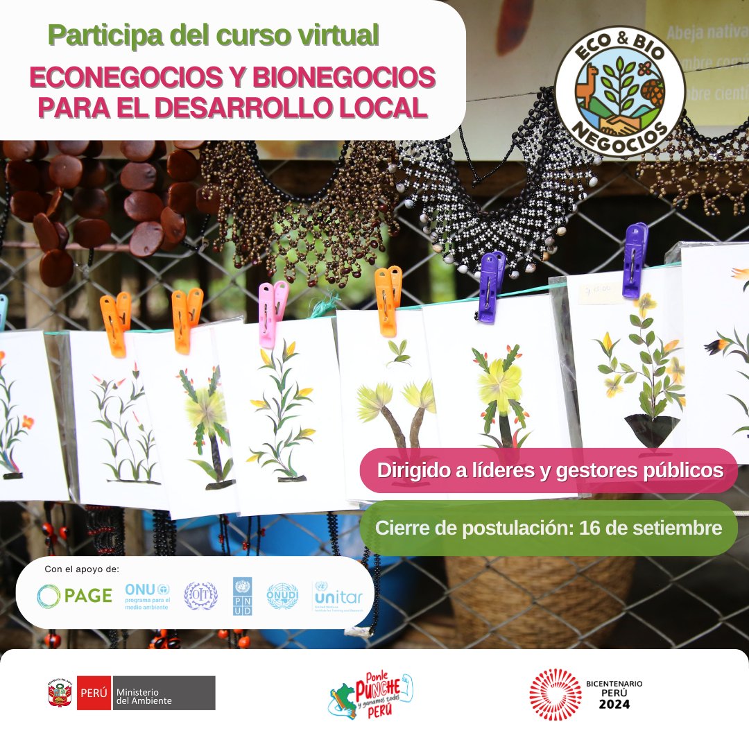 MinamPeru's tweet image. 📢 Si trabajas en la gestión pública y estás interesado/a en aprender sobre emprendimientos sostenibles, inscríbete en el curso “Econegocios y Bionegocios para el Desarrollo Local” en modalidad 100 % virtual.
➡️ ¡Vacantes limitadas!
➡️ Inscríbete: bit.ly/CursoEcoyBione…