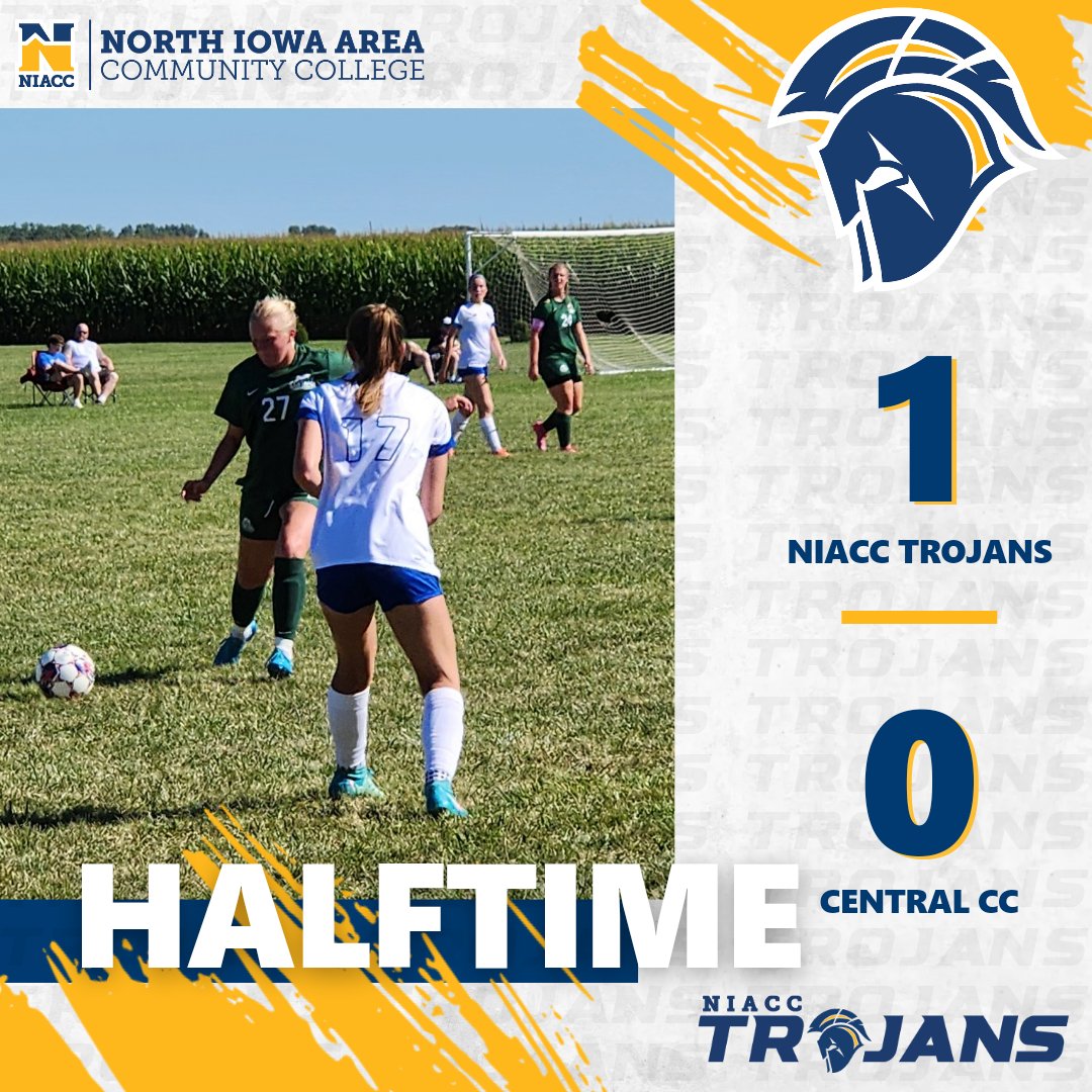 The NIACC women's soccer team leads Central CC-Columbus 1-0 at the half. Karly Holm scored NIACC's goal.