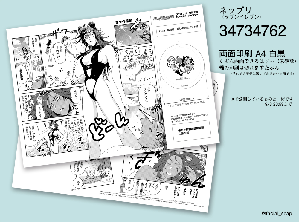 せっかくペーパーの体を成していたのでネップリ登録しました!
両面印刷したことない上にコンビニ行けてなくて未確認ですがたぶん大丈夫なはず…とりあえず刷ってみっかな寛容な方向けです!!! 