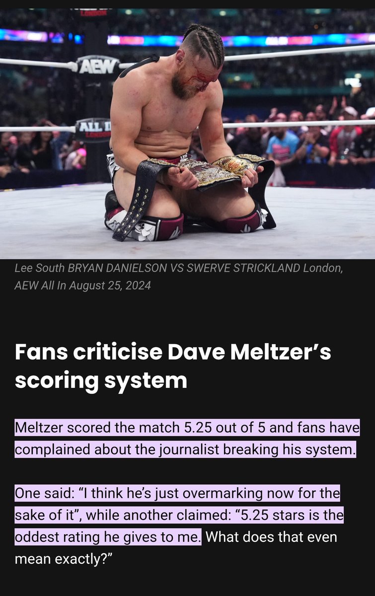 Just rewatched this, re-screamed and re-wept. Out of curiosity, I took a peek at the Meltzer rating for the match and found people complaining it was marked a fraction above perfect. #WrestlingCommunity