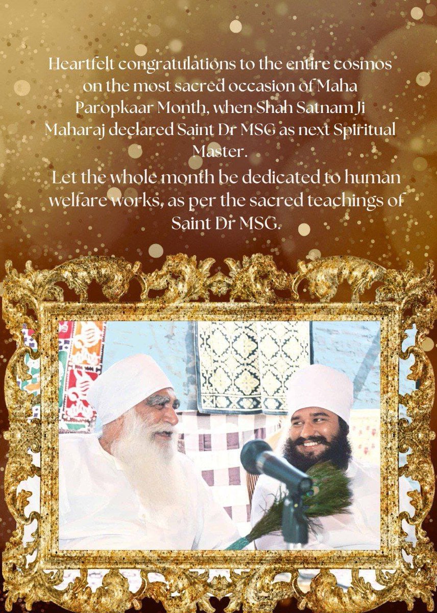 Deep46422630's tweet photo. To celebrate #GuruGaddiMaahOfSaintMSG,  millions of His disciples from across the world along are going to celebrate the beginning of #MahaParopkarMonth today at different places with holy Bhandara and by helping the destitutes. https://t.co/wIf5lFL9uu