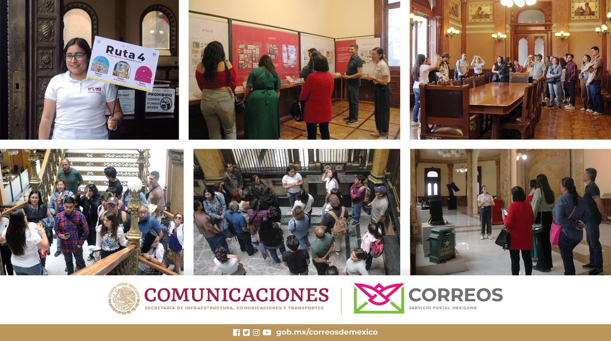 CorreosdeMexico's tweet photo. #CircuitoDeMuseos Alameda-Revolución. El Palacio Postal fue el punto de partida del recorrido de la Ruta 4, donde los asistentes transitaron por la historia cultural del Museo Postal y la filatelia. Brindándoles la oportunidad de conocer diversos museos en un solo día. https://t.co/JCqOnDHIwn