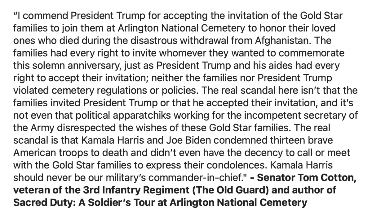 ByronYork's tweet photo. Statement from Sen Tom Cotton on Arlington Cemetery story: https://t.co/PAYyCO2JPb