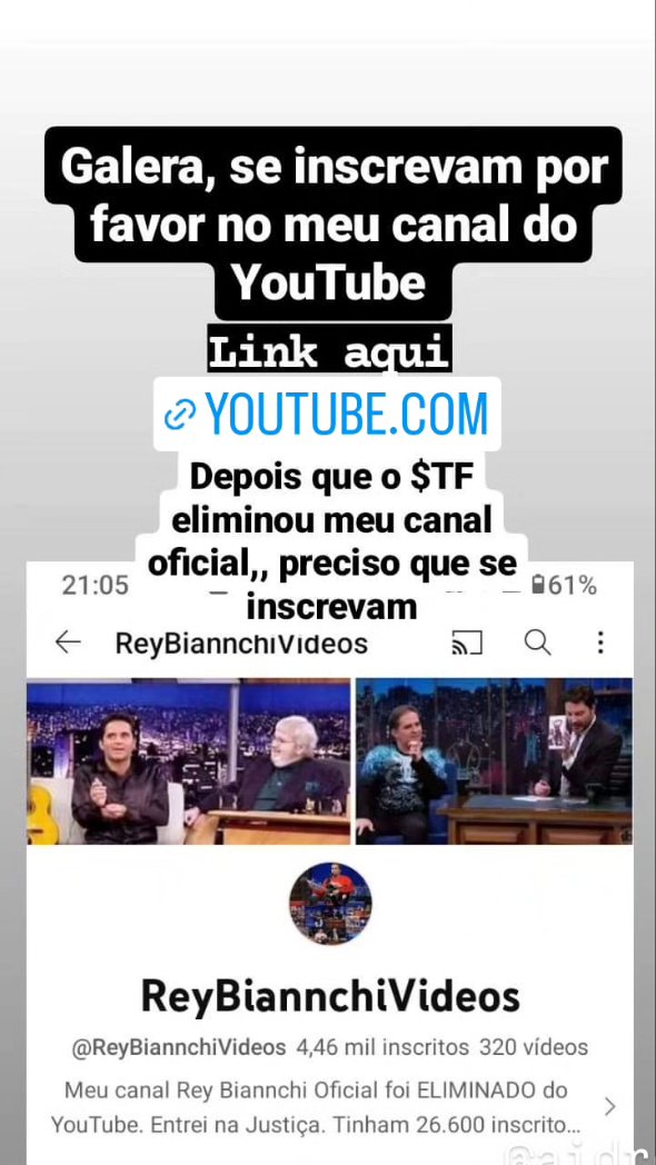 Galera, o STF eliminou meu canal em 2020. Fui o primeiro humorista perseguido. Por favor, se inscrevam nesse canal reserva!
RT
youtube.com/@reybiannchivi…