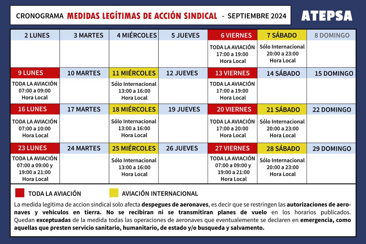 CRONOGRAMA DE MEDIDAS LEGÍTIMAS DE ACCIÓN SINDICAL.