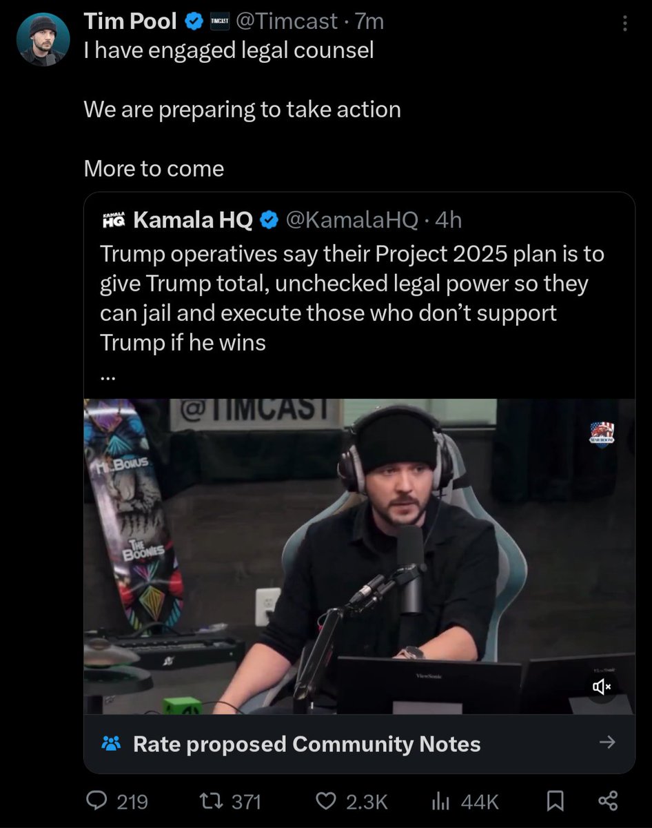 Free speech warrior Tim Pool is having a total meltdown trying to sue a ...