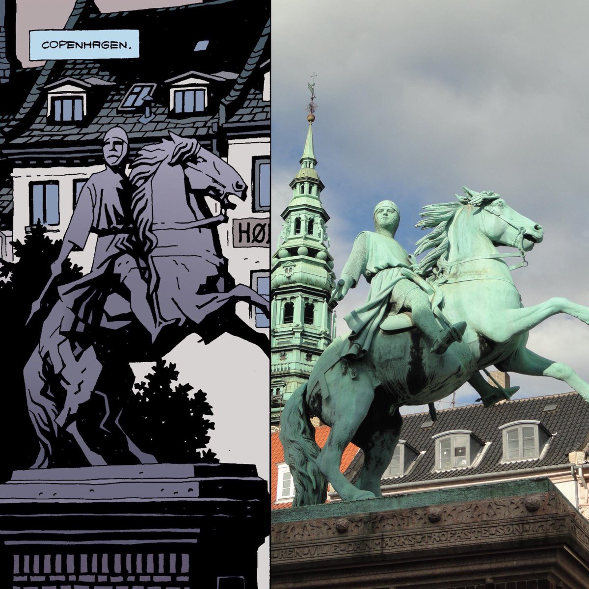 hellboybookclub's tweet photo. The statue of Absalon, located in Copenhagen, is lovingly rendered by Mignola 🇩🇰 Flashback to our “Hellboy: King Vold” discussion, released almost 6 years ago!
#hellboybookclub #podcast #hellboy #mikemignola #davestewart #absalon #statueofabsalon #copenhagen https://t.co/SjpYuFFOLC