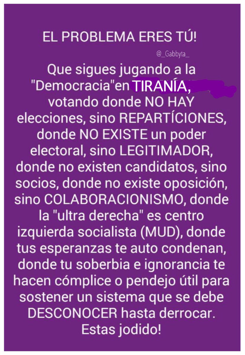 Ya que se han calmado un poco de la euforia de la “fiesta electoral”, se los voy a decir: LOS DEL PROBLEMA SON USTEDES. Mi pancarta es de 2015 (abajo) y están cansados de leerla, la he puesto por casi 9 años. Este nuevo fraude es culpa de ustedes que se prestan para cada estafa.