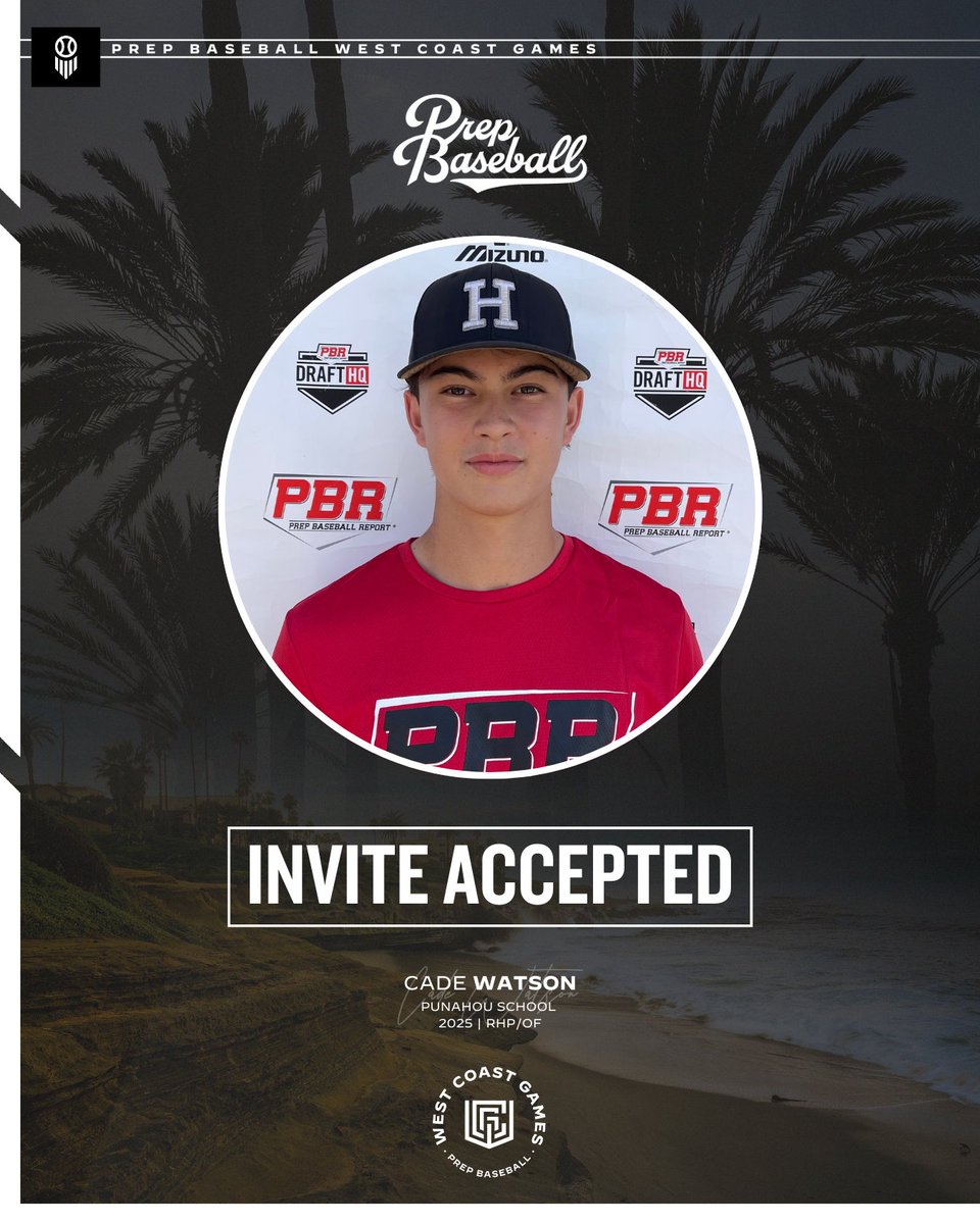 Prep Baseball Hawaii (@prepbaseballhi) on Twitter photo 𝟐𝟎𝟐𝟒 𝐖𝐞𝐬𝐭 𝐂𝐨𝐚𝐬𝐭 𝐆𝐚𝐦𝐞𝐬
'25 RHP/OF Cade Watson (Punahou) has accepted his invited to the 2024 West Coast Games in SoCal.
Watson is the 5th-ranked right-hander in Hawaii's 2025 class.
👤 loom.ly/gyW2B7c | <a href="/cadewatsonn/">Cade Watson</a> 𝟐𝟎𝟐𝟒 𝐖𝐞𝐬𝐭 𝐂𝐨𝐚𝐬𝐭 𝐆𝐚𝐦𝐞𝐬
'25 RHP/OF Cade Watson (Punahou) has accepted his invited to the 2024 West Coast Games in SoCal.
Watson is the 5th-ranked right-hander in Hawaii's 2025 class.
👤 loom.ly/gyW2B7c | <a href="/cadewatsonn/">Cade Watson</a>
