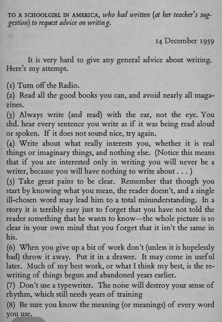 One_Hell_Bunny's tweet image. “ … if you are interested only in writing you will never be a writer, because you will have nothing to write about … “

Harsh, Mr Lewis. Also, heard x

#writingadvice #WriterCommunity