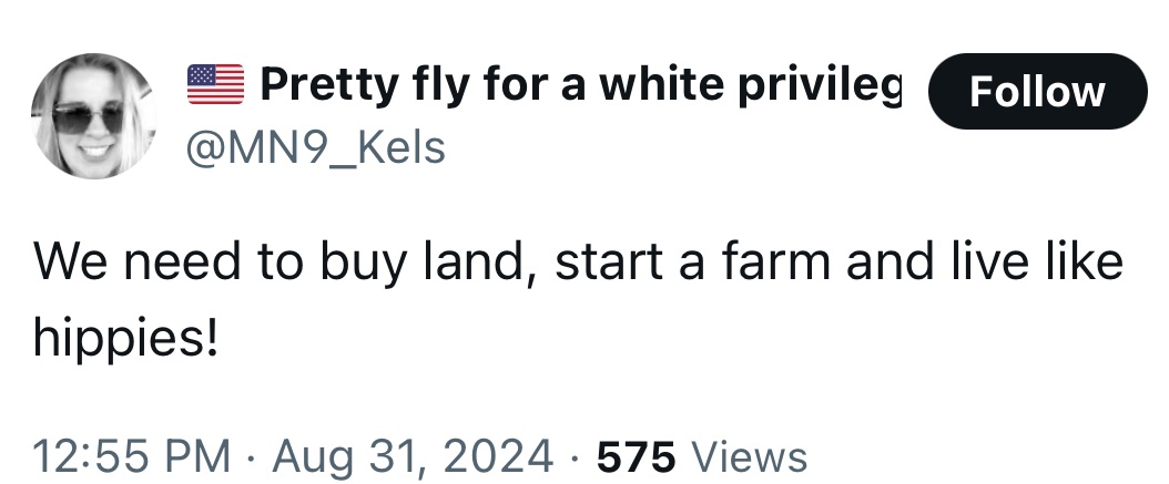 LeftyBesty's tweet image. This is from a MAGA account.
If only there was a system where people were free to communally own land, provide their labor to the community instead of elites, be on equal footing with comrades and even commune with nature.
I wonder what it would be called…