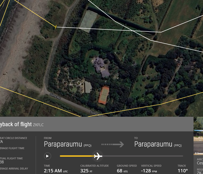 TristramCheer's tweet photo. @kelvin_morganNZ Doesn't help that question mark around around some of these planes flights, can't imagine people in this house enjoyed  being buzzed at ~100m height @ 125kph. Quite a few flights out of NZPP loitering around the area. As usual tho going about things 110% the wrong way https://t.co/RJVYLGkp15