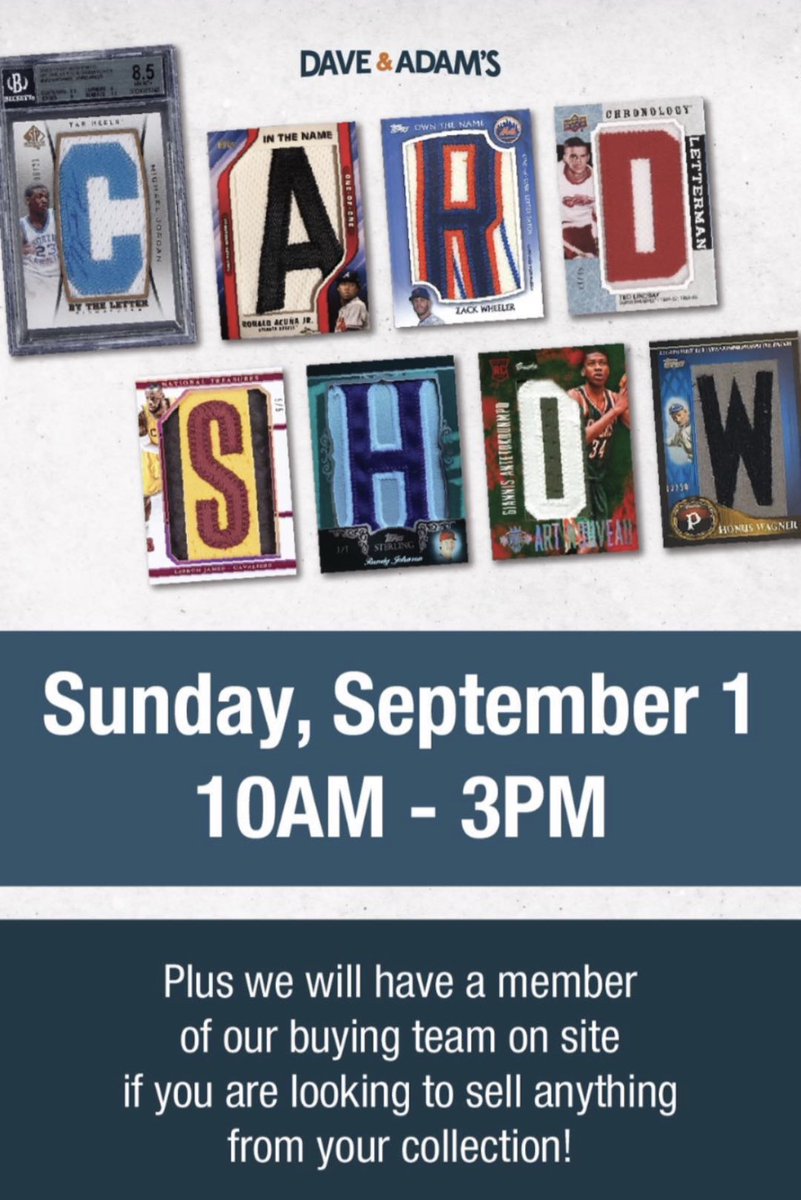 ShakeAndBreakIG's tweet photo. Card show at @dacardworld @DACWBuffalo tomorrow! I’m looking forward to another awesome show… If you have been to one before, you know it’s going to be amazing! I’ll have sports and Pokémon with me, come say hello!
@CardPurchaser https://t.co/aglYI9kj1S
