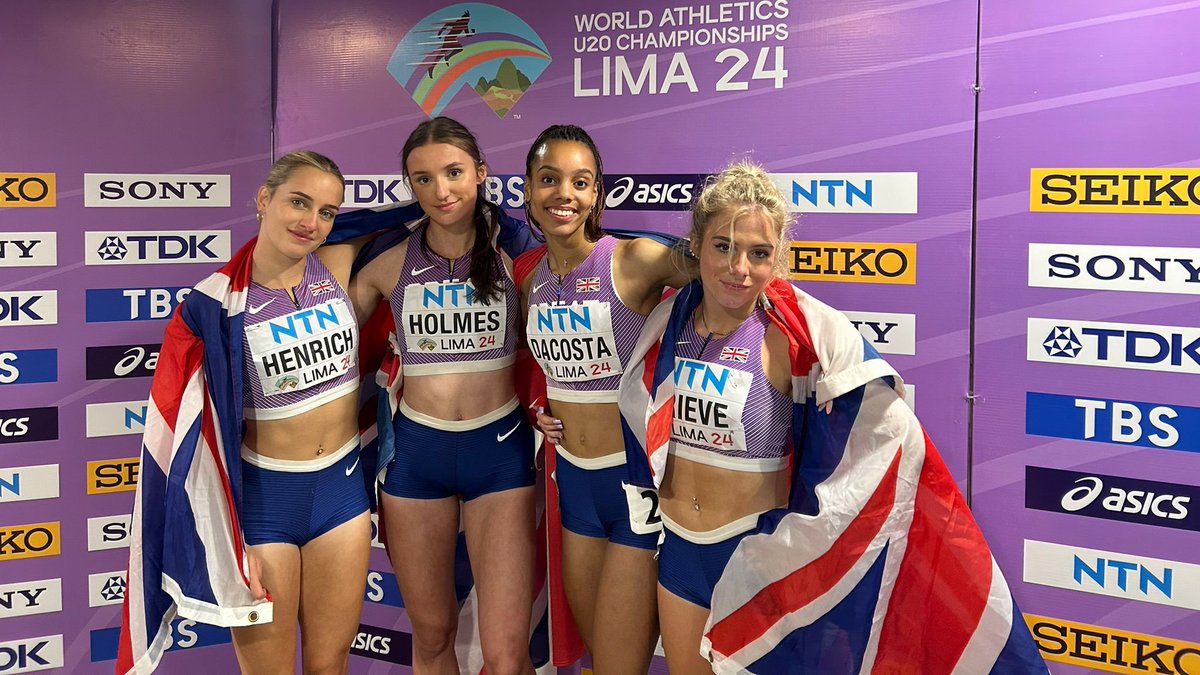 Another relay medal in Lima! 🙌

This time it's bronze in the women's 4x400m 🥉

Amazing stuff from Charlotte Henrich, Emma Holmes, Kara Dacosta, Rebecca Grieve, Jess Astill, and Nandy Kihuyu 👏

#WorldAthleticsU20 | #WhereItStarts